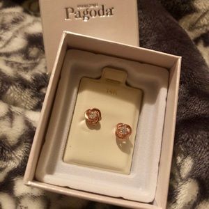 14k Rose Gold & CZ Love Knot earrings